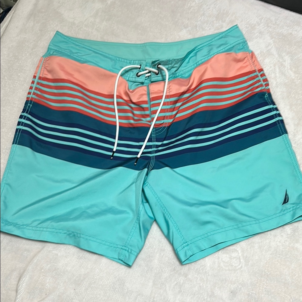 Nautica Blue and Pink Board Shorts Swimwear